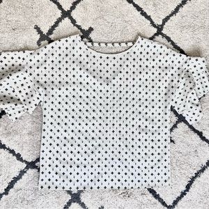 Black & White Ruffle Sleeve Blouse